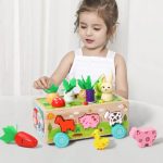 Jeu éducatif sur roulettes avec formes d'animaux et légumes