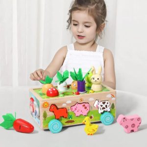 Jeu éducatif sur roulettes avec formes d'animaux et légumes