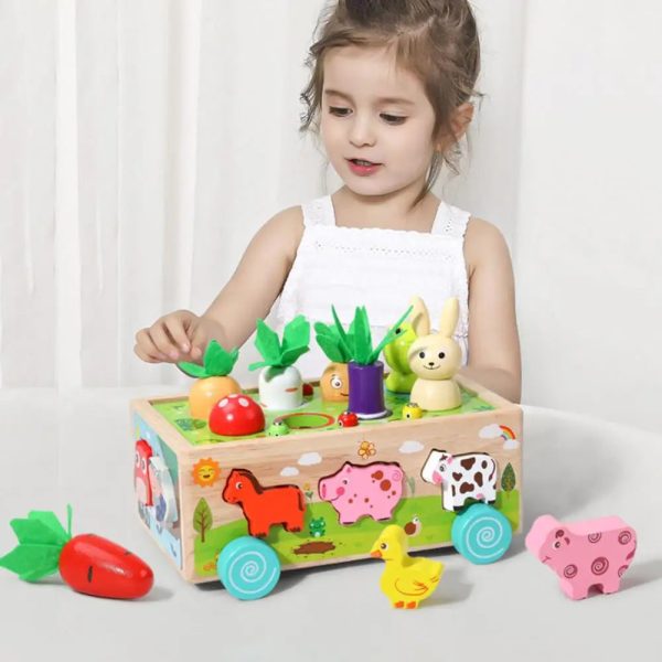 Jeu éducatif sur roulettes avec formes d'animaux et légumes