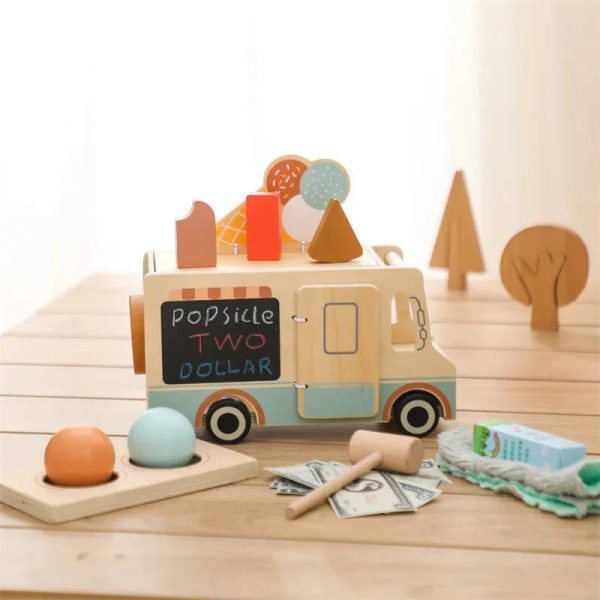 Camion à glace en bois pour enfants de 1 à 2 ans