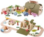 Parc Dino en bois pour enfants de 2 à 3 ans
