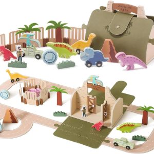 Parc Dino en bois pour enfants de 2 à 3 ans