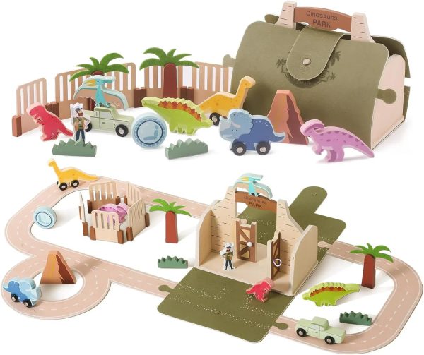 Parc Dino en bois pour enfants de 2 à 3 ans