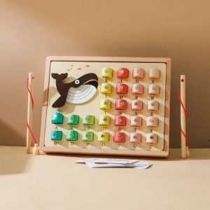 Jeu de poissons magnétique en bois pour apprendre les mots