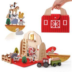 Aventure à la ferme - Jeu d'animaux en bois pour enfants