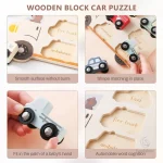 Puzzle en bois pour enfants avec thème de voitures
