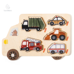 Puzzle en bois coloré sur le thème des voitures