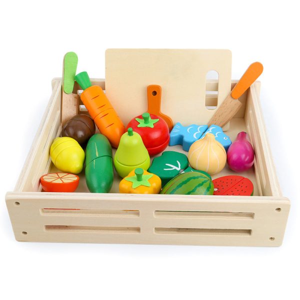 Boîte à fruits et légumes en bois pour enfants de 2 à 3 ans
