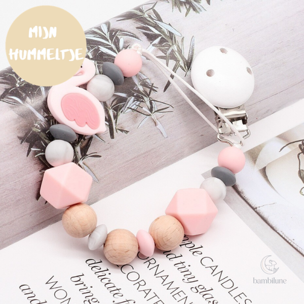Pratique collier de sucette en bois, motif cygne