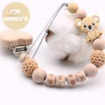 Jouet en bois naturel, collier tétine koala