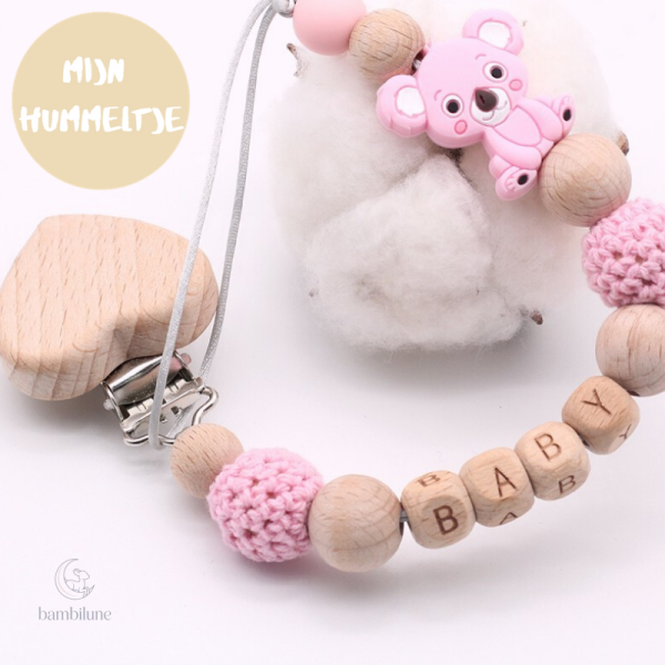 Collier pour tétine, motif koala en hêtre