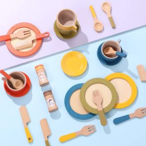 Jeu de cuisine en bois créatif pour enfants de 3 à 4 ans