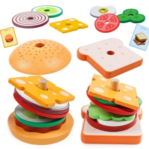 Jouets de construction sandwich Woods pour enfants de 4 à 5 ans