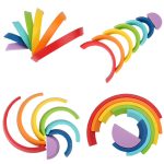 Arc-en-ciel coloré en bois, adapté aux tout-petits