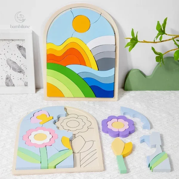 Puzzle en bois coloré pour développer la créativité