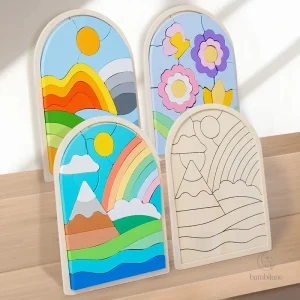 Jouet en bois arc-en-ciel adapté aux enfants de 3 à 4 ans