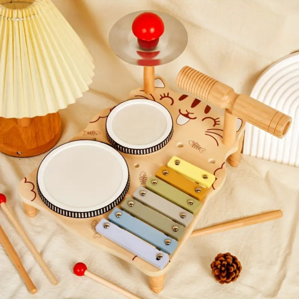 Jouet éducatif en bois : batterie pour jeunes enfants