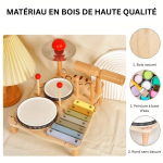 Batterie en bois adaptée aux enfants de 3 à 4 ans