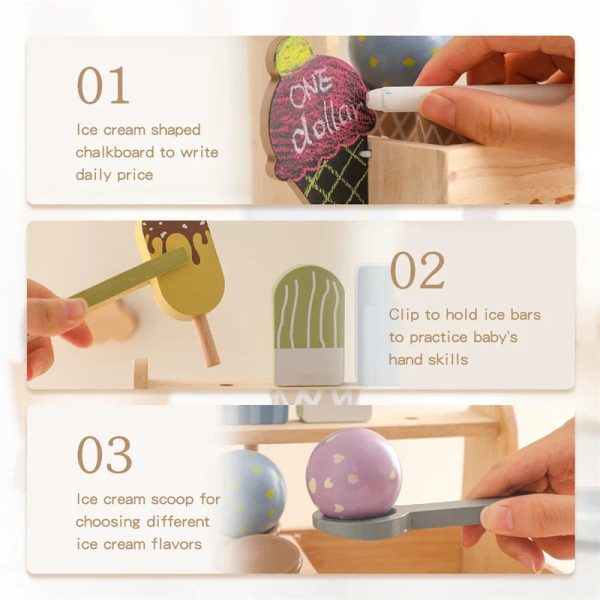 Jouets en bois pour glaces adaptés aux enfants de 3 à 4 ans
