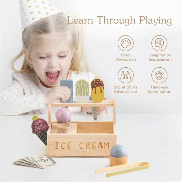 Jeux d'imitation avec glaces en bois pour les tout-petits