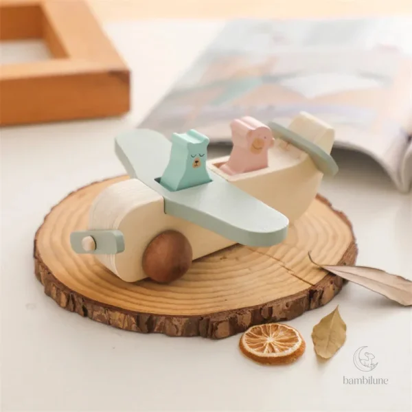 Jouet avion en bois Montessori pour enfants de 1 à 2 ans