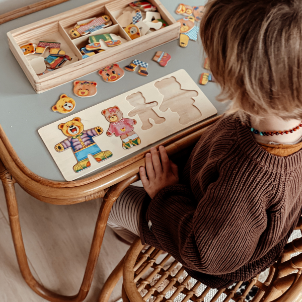 Boris l'ourson, puzzle en bois pour le développement des enfants