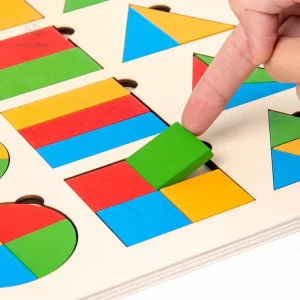 Puzzle aux formes géométriques colorées adapté aux tout-petits