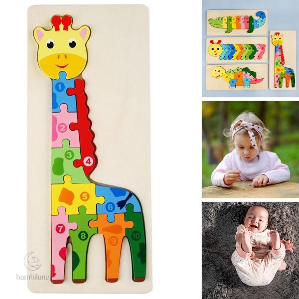 Jouet en bois : puzzle d'animaux à découvrir
