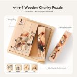 Expérience éducative avec des blocs animaux en bois